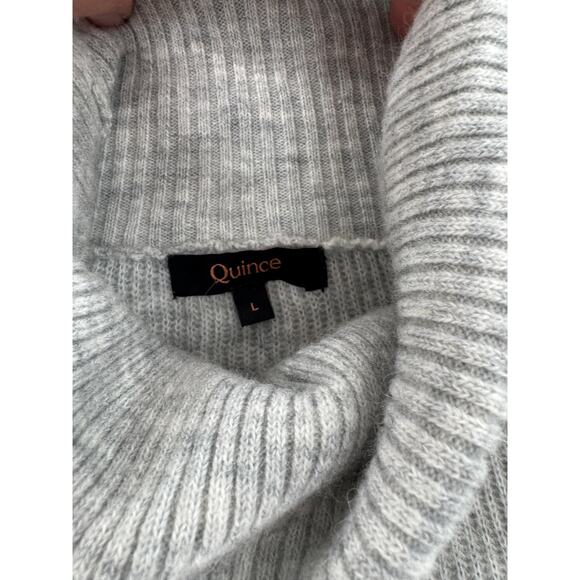 Quince Gray Wool Alpaca Cowl Neck Sweater Pullover Knit Turtleneck Jumper Large - Picture 3 of 7